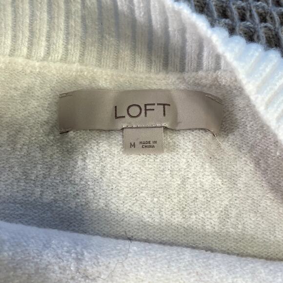 Loft Women's Ivory Cotton Blend Long Sleeve Sweater, size M - Picture 6 of 7